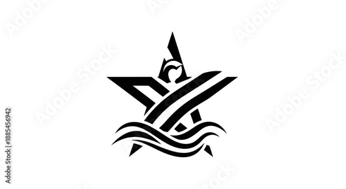 Abstract star icon with wave elements