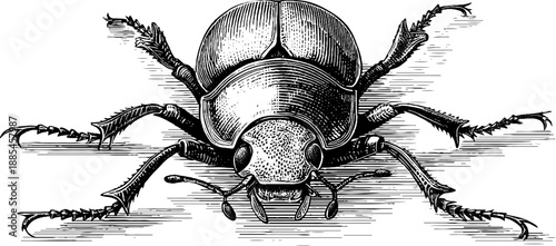 Vintage botanical beetle specimen sketch - 19th century engraving for retro design