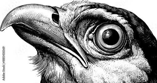 Vintage botanical bird eye anatomy engraving from 19th century