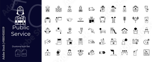 Public Service Duotone Editable Icons set