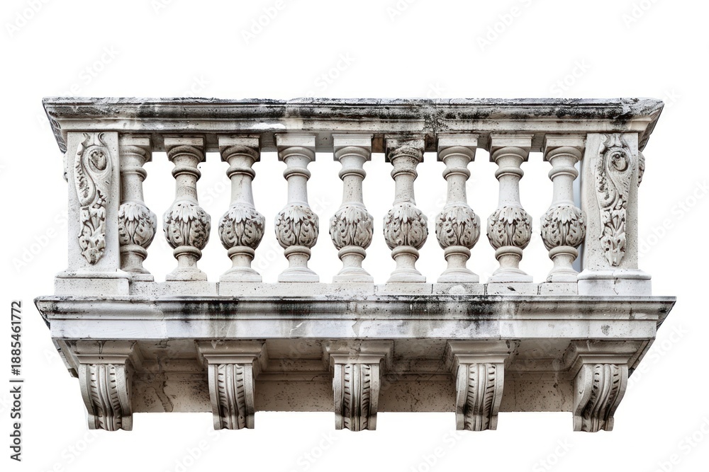 Naklejka premium European architecture building white background baluster.