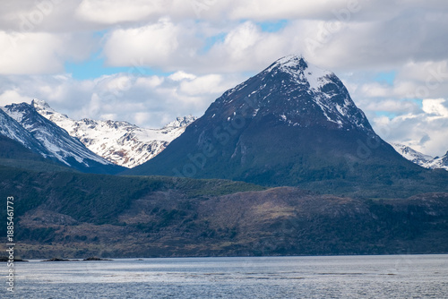 Mountain and nature scenery and the Beagle Channel near Ushuaia, Argentina