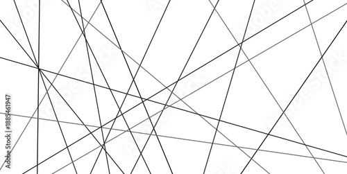 Random geometric pattern with straight chaotic lines forming abstract diagonal texture. Contemporary linear background features irregular black stripes and asymmetric angles. Vector illustration.