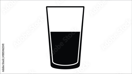 A simple black and white illustration of a glass partially filled with liquid