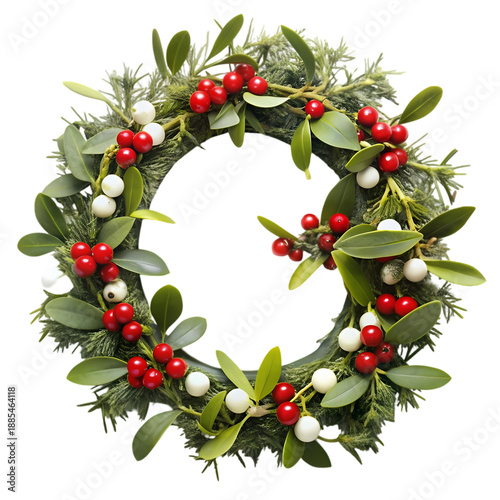 A Festive Wreath of Mistletoe and Berries A Holiday Decoration