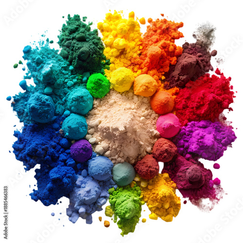 Vibrant Powder Pigments Arranged in a Circular Pattern