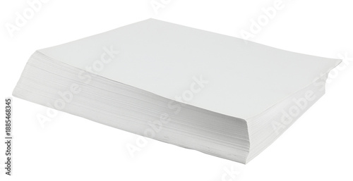 Stack of white Blank a4 paper isolated on a transparent background. Full depth of field. PNG.