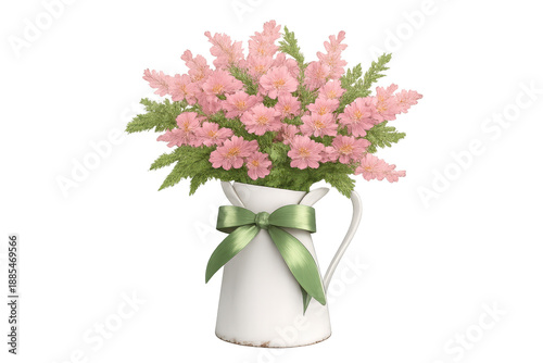 Wallpaper Mural Pink spring flowers blooming in rustic pitcher vase Torontodigital.ca