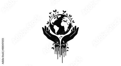 Eco friendly earth globe with wings and leaves, symbolizing environmental protection and conservation, sustainable lifestyle concept