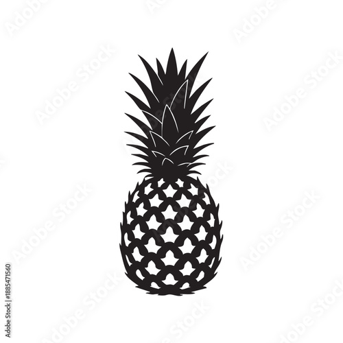 Pineapple fruit silhouette icon for tropical design isolated on white background exotic summer food symbol organic agriculture pattern texture plant leaf nature graphic element healthy nutrition art