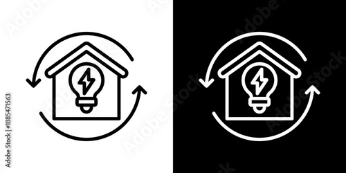 Energy Saving Icon Of Line Black And White Style