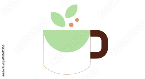 Abstract tea cup illustration on white