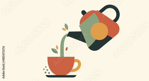 Abstract tea pouring illustration