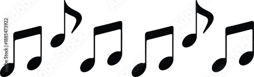 music note black icon set sound musical sign vector illustration design