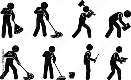 Cleaning and maintenance tasks performed by people