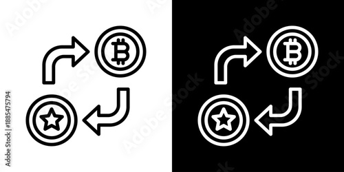 Token Exchange Icon Of Line Black And White Style