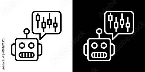 Trading Bot Icon Of Line Black And White Style