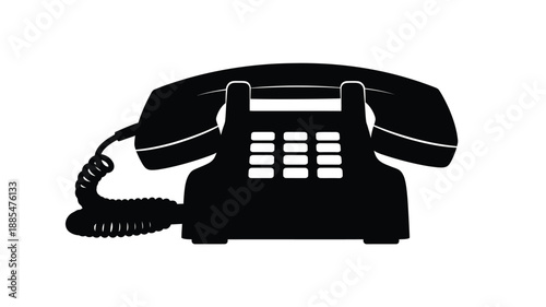 a black and white silhouette of a vintage rotary dial telephone