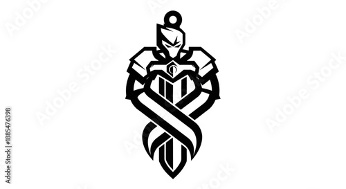 Abstract warrior emblem in black and white