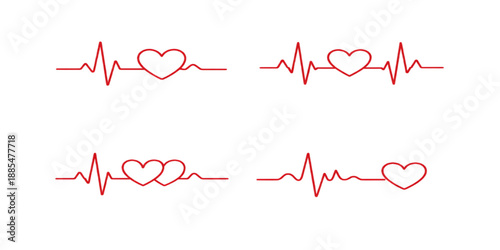 Red heart symbol with an ECG heartbeat line on a white background representing health, medical cardiology pulse, and a life-saving electrocardiogram vector for healthcare