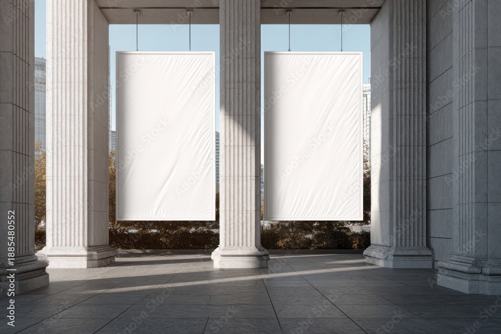 Naklejka premium Blank banners between columns