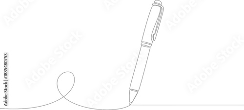 A single continuous line forms a pen drawing a straight line, representing precision, focus, and the beginning of a project.
