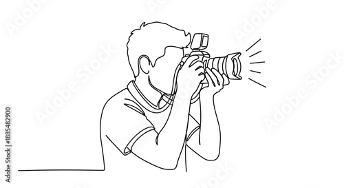 Man Taking Photo with Camera Device.