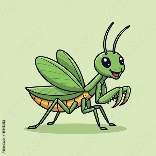 Cartoon Praying Mantis Insect Illustration.