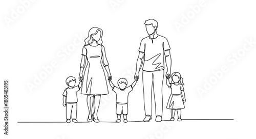 Family of Five Holding Hands Together.