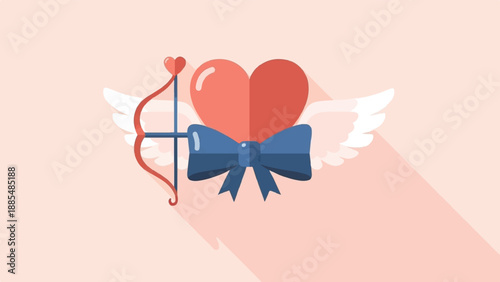 A winged heart with a bow and cupid's bow