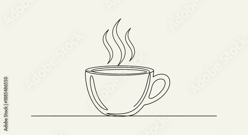 Simple Line Drawing of Coffee Cup.