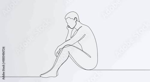 Lonely Person Sitting on the Floor.