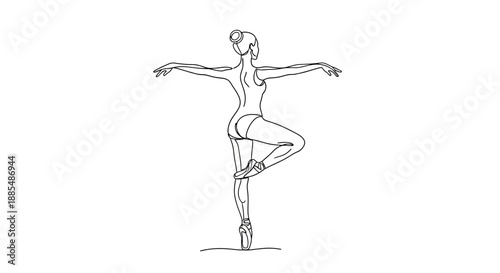 Ballet Dancer in Elegant Pose Illustration.