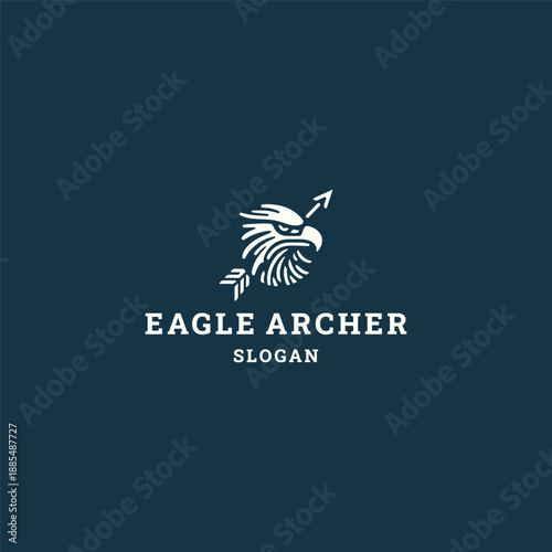 Eagle archer logo vector icon illustration style