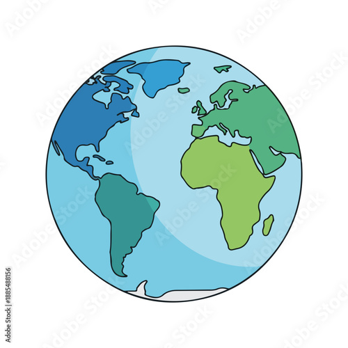 Simple cartoon illustration of the planet Earth globe vector