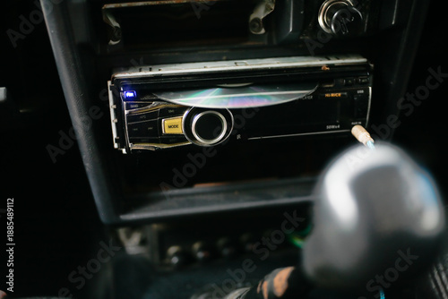 dvd player with disk on head unit audio car