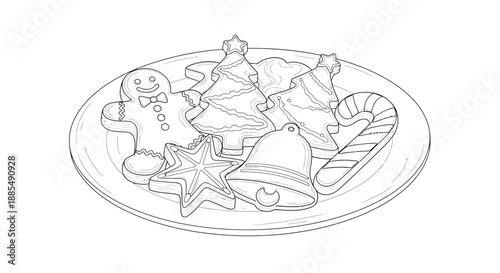 Christmas ornaments on a plate decoration.