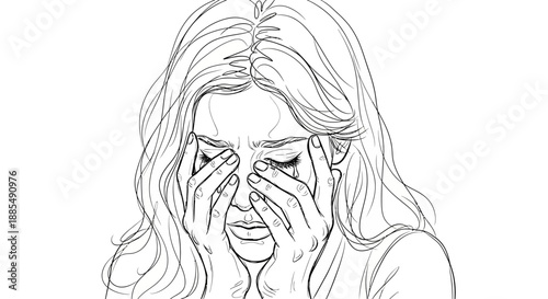 Woman with Hands Covering Her Eyes.