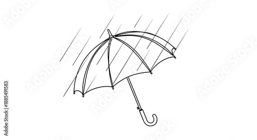 Black and White Umbrella in Heavy Rain.