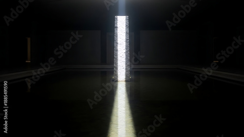 Wallpaper Mural Monolithic white stone column illuminated in dark mysterious reflective interior space background Torontodigital.ca