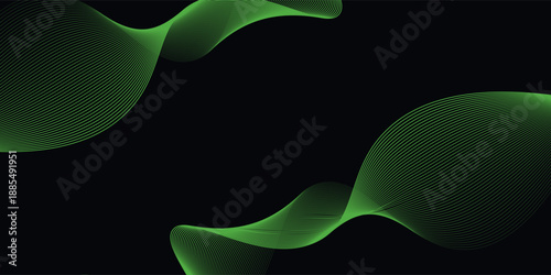 Dark Background with Smooth Green Curve Line Pattern for Futuristic, Elegant, and Tech-Inspired Design