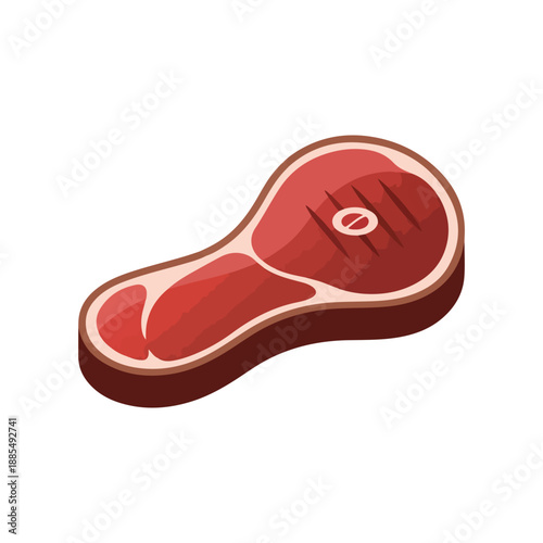 Stylized Raw Meat Steak Icon Vector Illustration