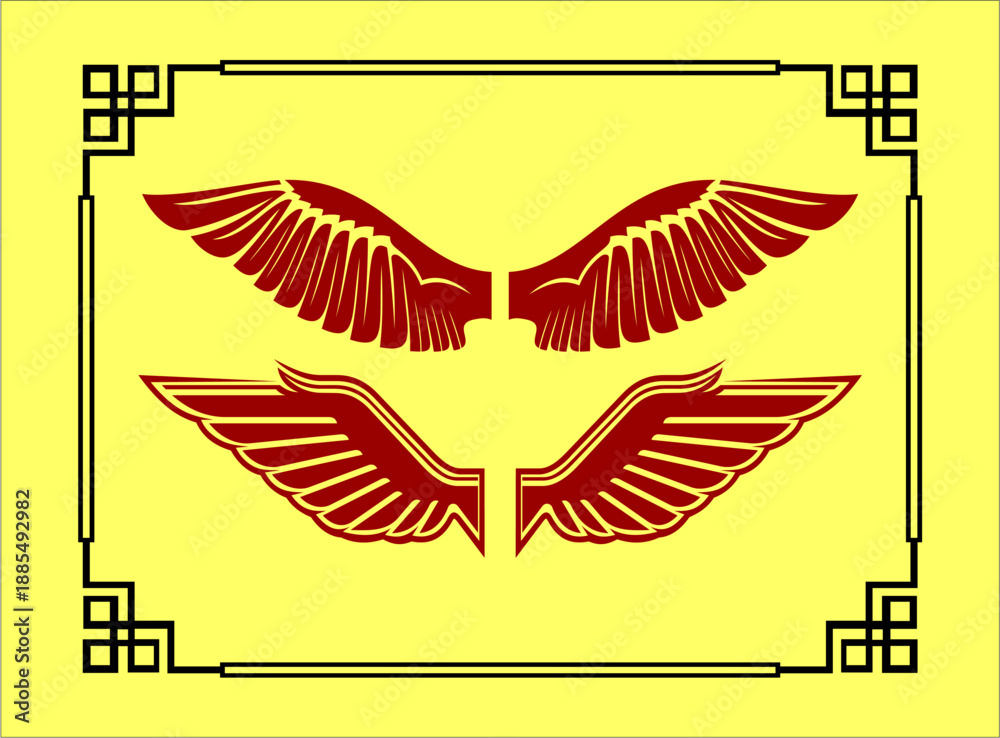 Naklejka premium A set of wings illustration