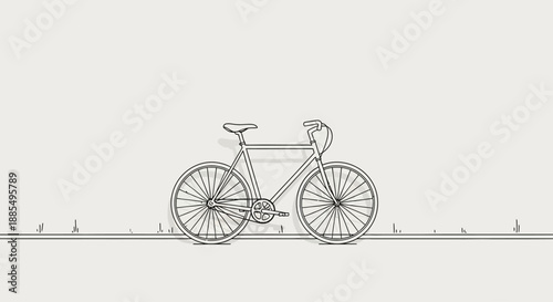 Vintage Bicycle Illustration Side View.