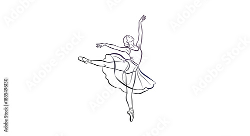 Ballet Dancer Illustration in Motion Pose.