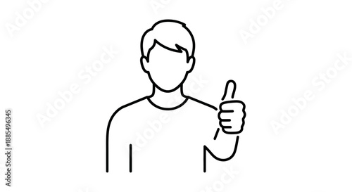 Man Giving Thumbs Up Gesture Illustration.
