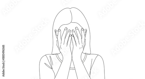Woman covering face with hands in distress.