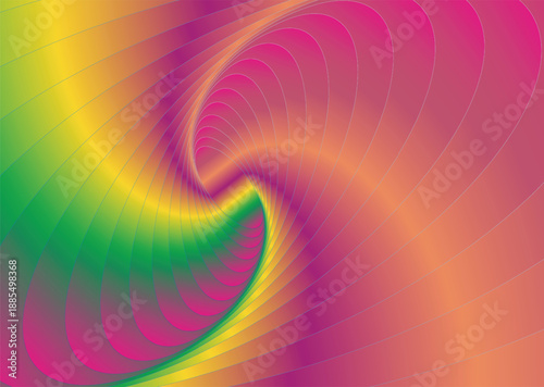 Abstract vortex tunnel with red, white and blue gradient, geometric pattern, digital art, 3D render