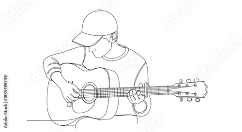 Man Playing Acoustic Guitar Illustration.