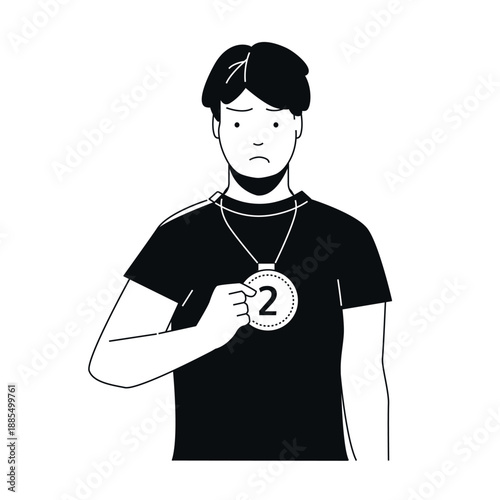 Second Place Medalist - Black and White Flat Design Illustration